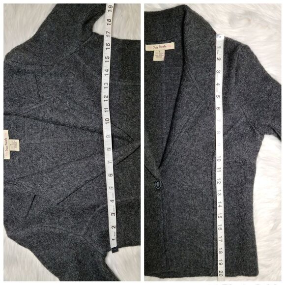 Free People|Grey 100% Merino Wool Blazer Jacket, SMALL - Picture 3 of 4